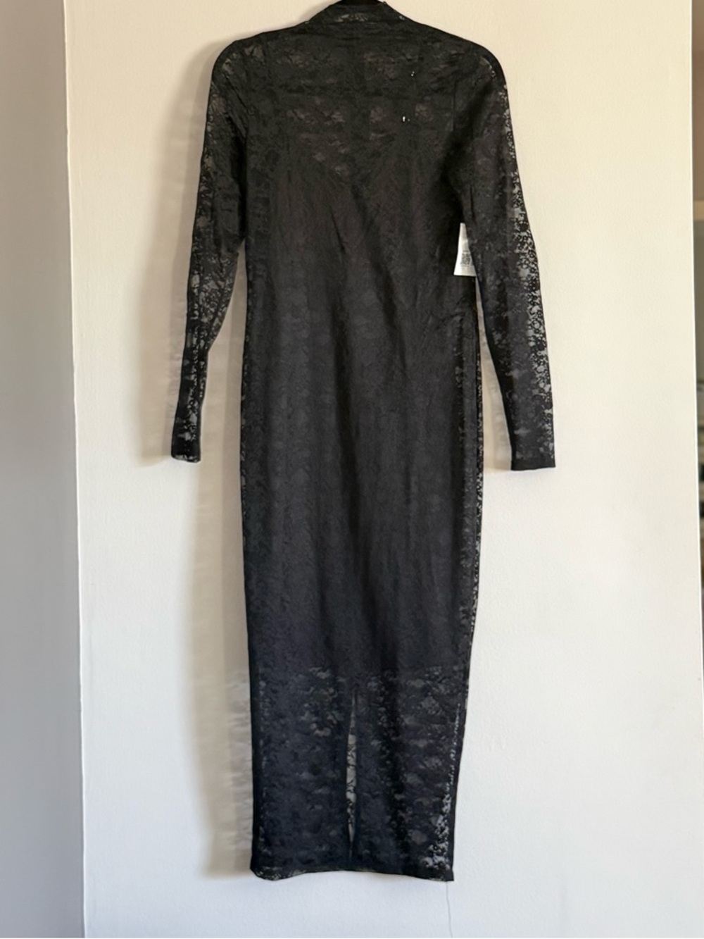 NWT Forever 21 Black Lace Long-Sleeve Layered  Midi Dress